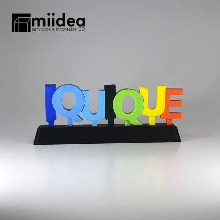 Mini Letrero Iquique 3D con letras de colores