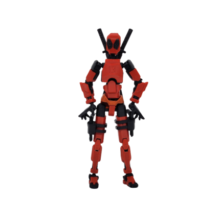 Figura articulada Dummy 13 versión Deadpool impresa en 3D.