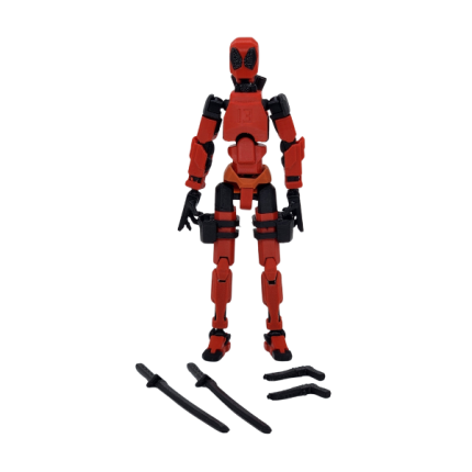 Figura articulada Dummy 13 versión Deadpool impresa en 3D.