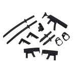 Pack de accesorios y armas tácticas para figuras Dummy 13 impresas en 3D.