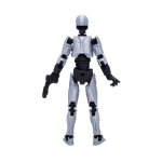 Figura articulada Dummy 13 versión Robocop impresa en 3D color plata y negro.